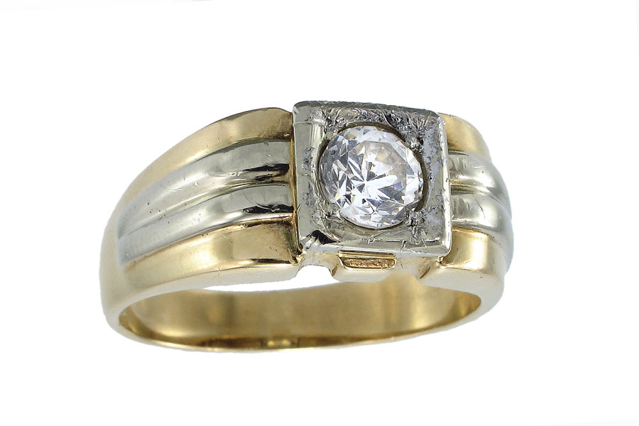 GENTS 14K GOLD RING: 14k two tone