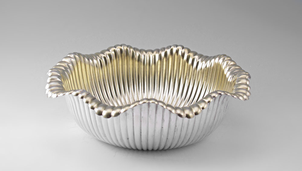 FLUTED WHITING STERLING CENTER BOWL:
