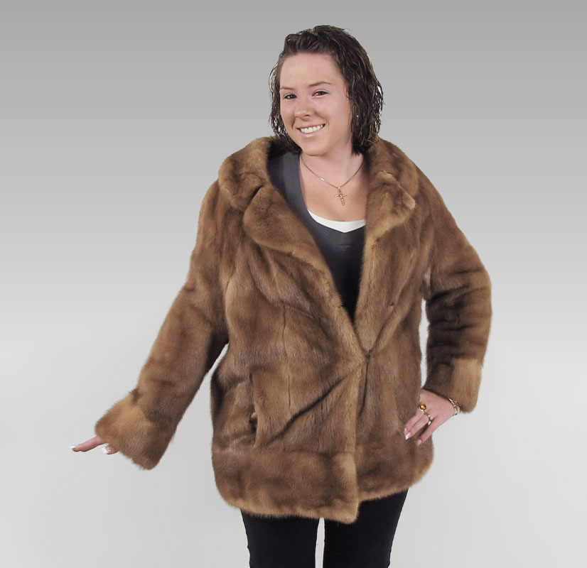 50's TAN MINK JACKET WITH COLLAR: