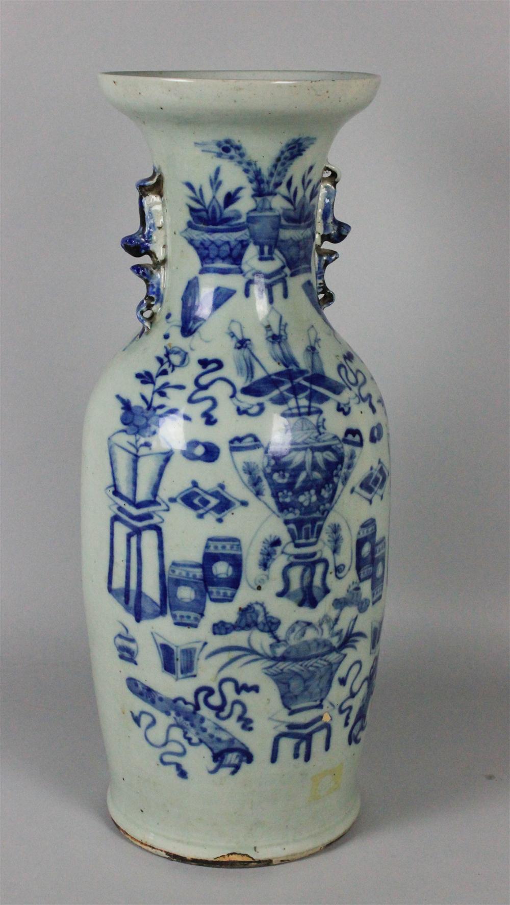 CHINESE BLUE AND WHITE BALUSTER