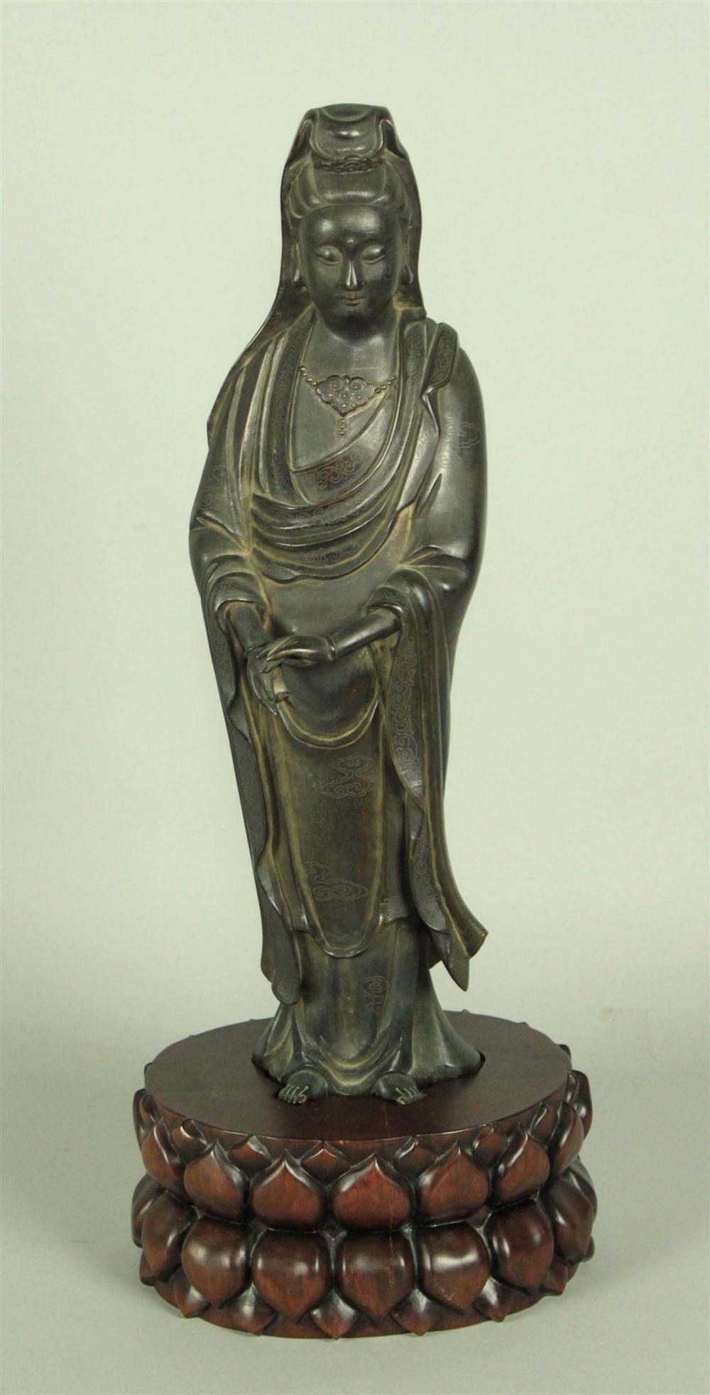 CHINESE BRONZE FIGURE OF STANDING GUANYIN