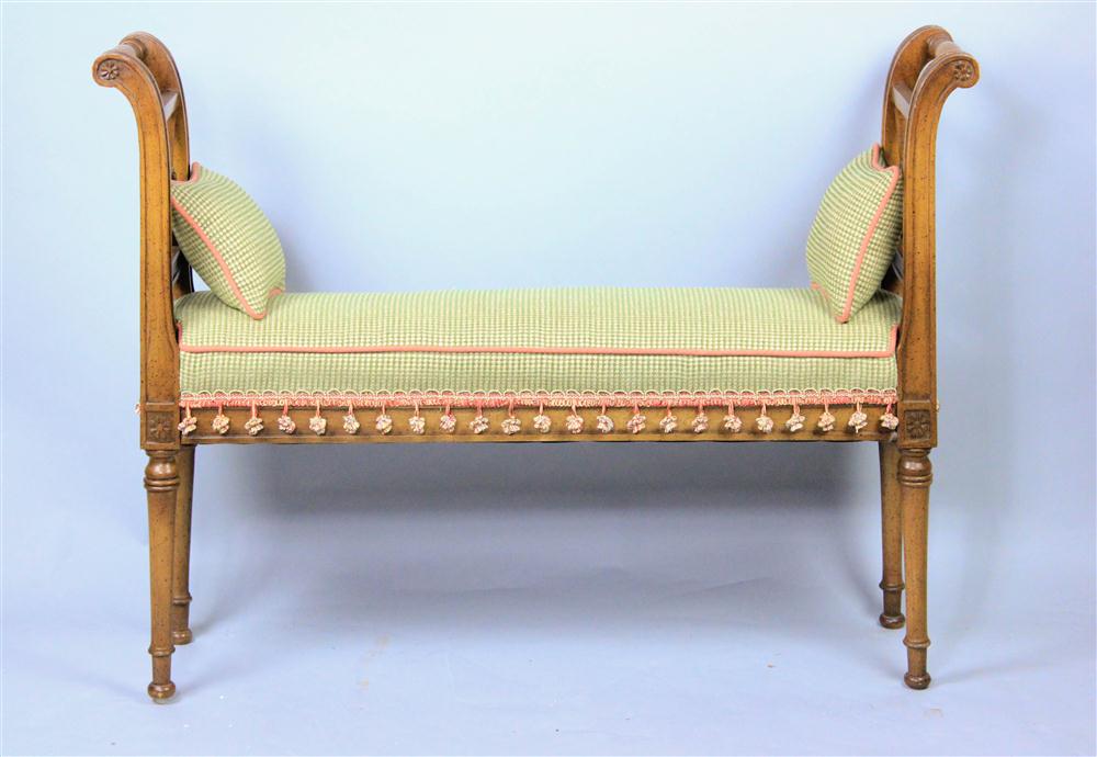 DECORATIVE NARROW WALNUT UPHOLSTERED