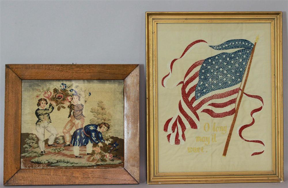 VINTAGE WAVING FLAG SILK EMBROIDERY