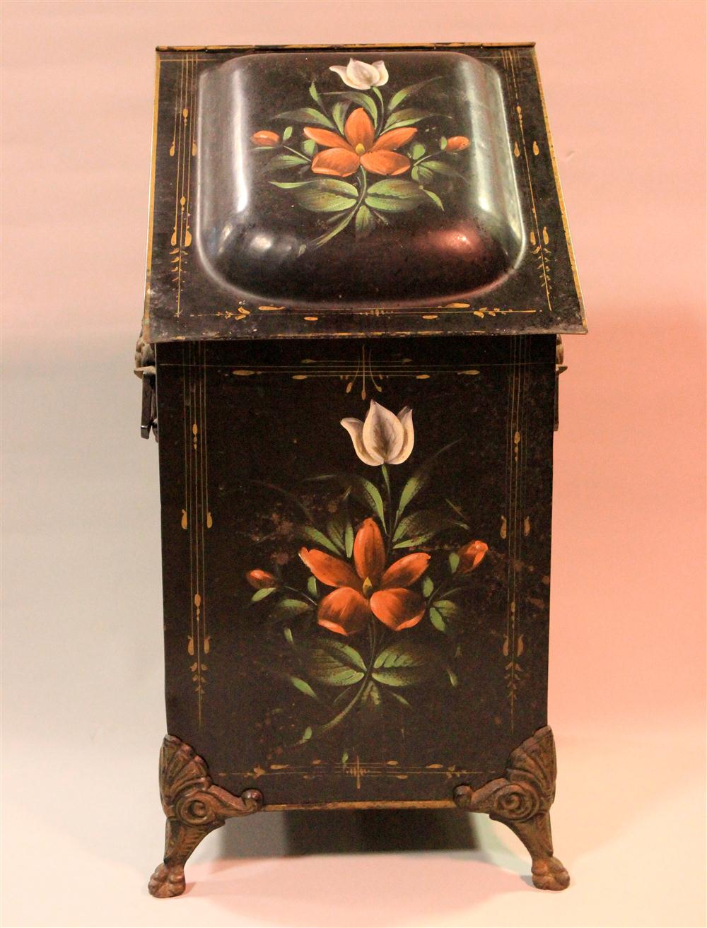 VICTORIAN TOLE PAINTED COAL SCUTTLE