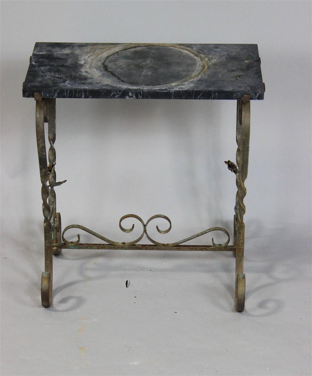 VINTAGE WROUGHT IRON MARBLE TOP 1480a6
