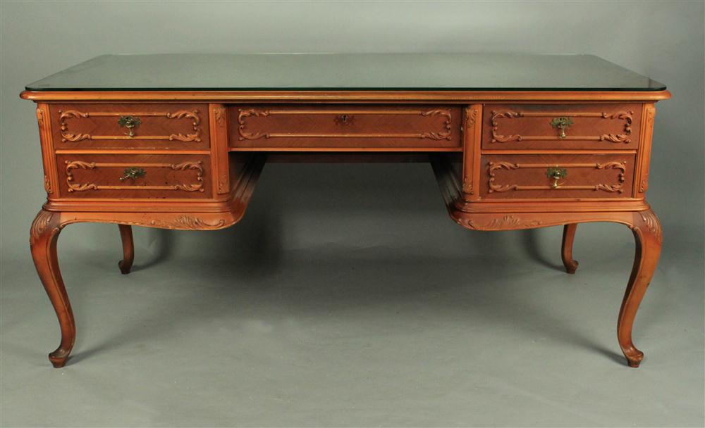 FRENCH STYLE PARQUETRY KNEEHOLE DESK