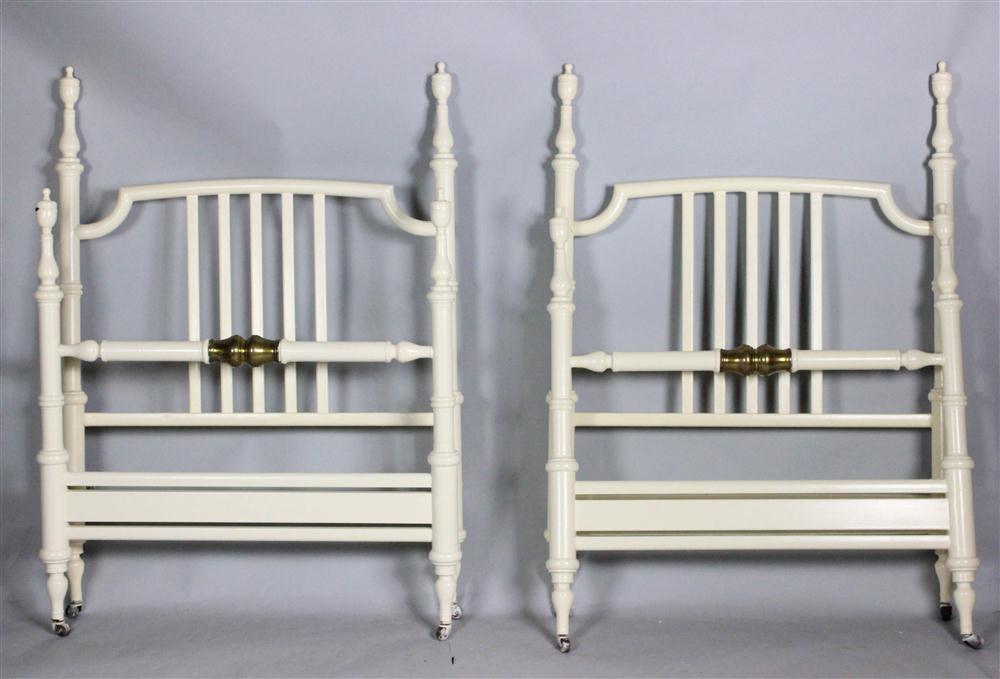 TWO FRENCH TWIN WHITE PAINTED IRON 1480dc