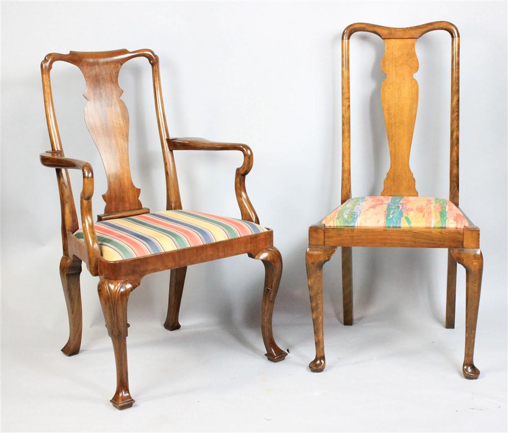 TWO QUEEN ANNE STYLE CHAIRS the