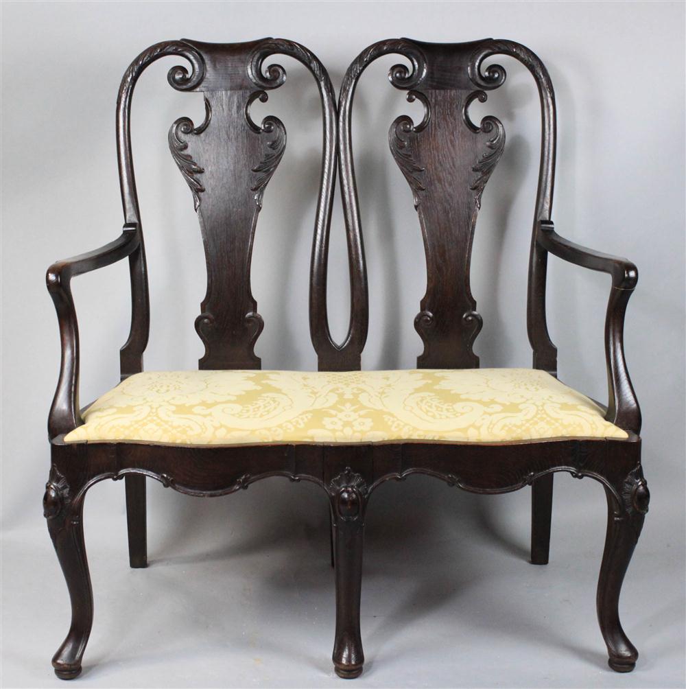 QUEEN ANNE STYLE CARVED OAK DOUBLE 1480e8