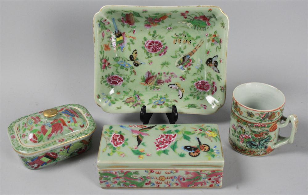 GROUP CHINESE FAMILLE ROSE CELADON 14817a