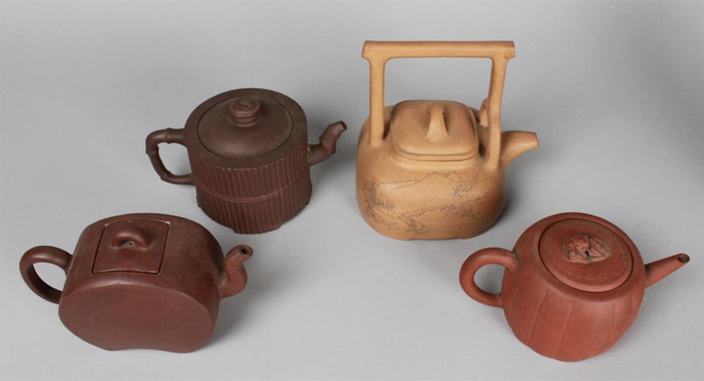 FOUR CHINESE YIXING TEAPOTS Including 148192