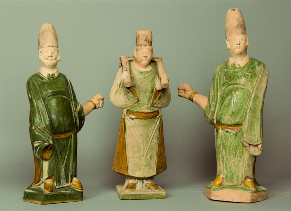 THREE CHINESE GLAZED POTTERY FIGURES 1481a1