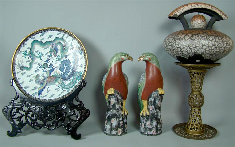 CHINESE CLOISONNE CHARGER AND OTHER