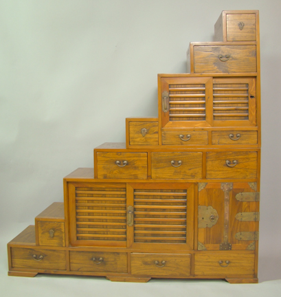 ASIAN HARDWOOD STEP CHEST the two