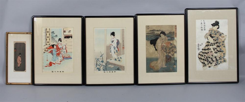 GROUP OF FIVE JAPANESE WOODBLOCK PRINTS