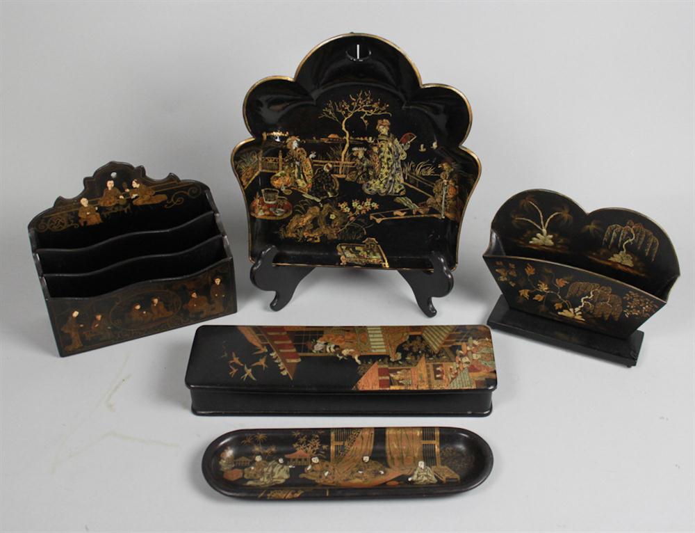 FIVE LACQUER TABLE OBJECTS PROBABLY