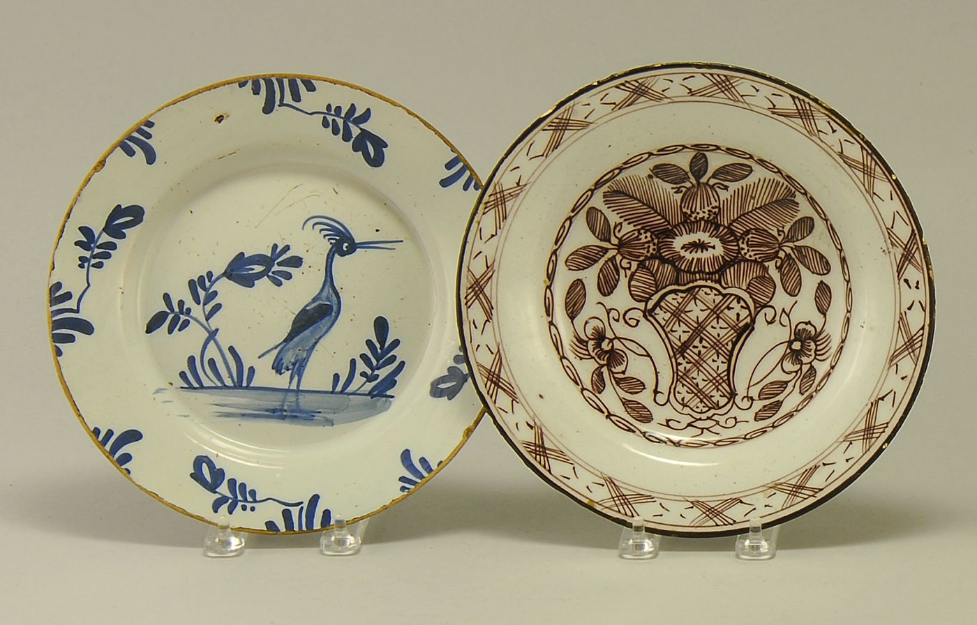 TWO ANTIQUE DELFT POTTERY PLATES18th 14a927