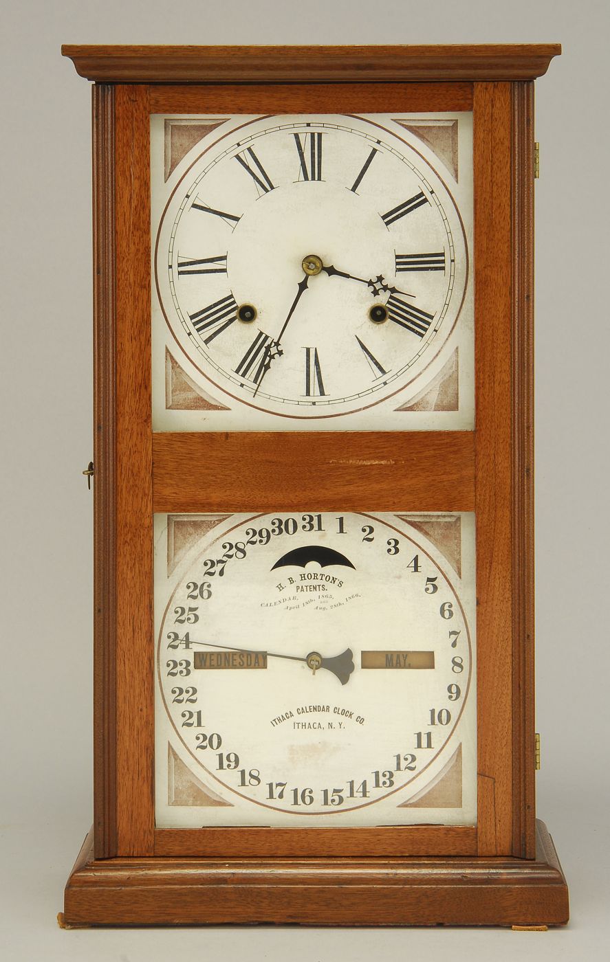 HORTON'S ITHACA CALENDAR CLOCKWalnut