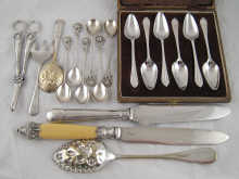 A boxed set of six silver plated