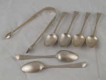 A set of six silver bright cut teaspoons