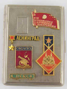 A Soviet Russian plated cigarette box