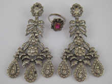 A pair of paste set pendant earrings