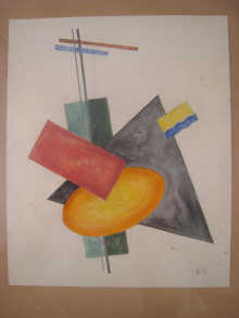 A mixed media abstract on paper signed