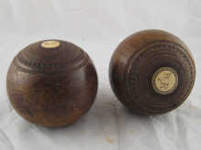 A pair of Lignum Vitae bowls with 14abc6