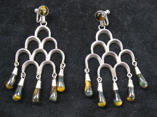 Sterling & Tiger Eye Earrings chandelier
