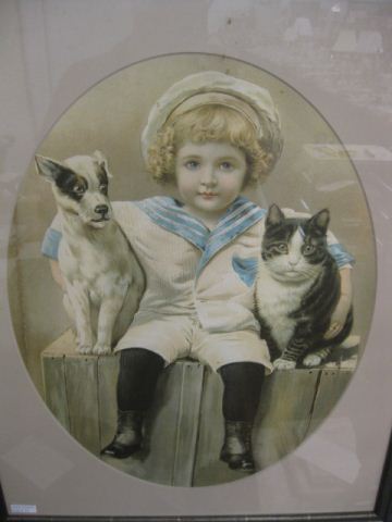 Victorian Lithograph of Child with 14abe7