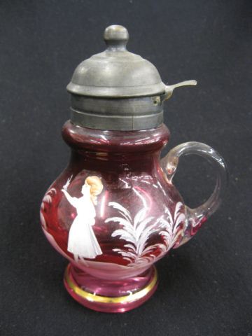 Victorian Cranberry Enameled Art 14abee