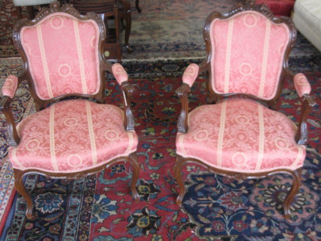 Pair of French Victorian Arm Chairs