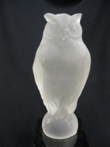 Frosted Art Glass Owl Figurine onblack