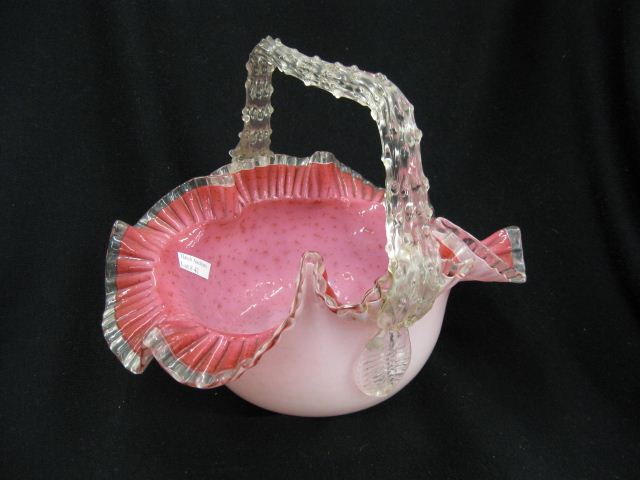 Victorian Cranberry Art Glass Basket