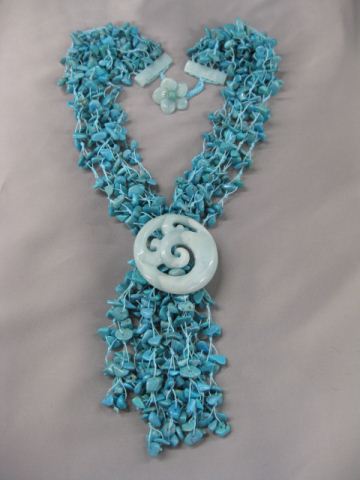 Carved Jade Turquoise Necklace 14ac2a