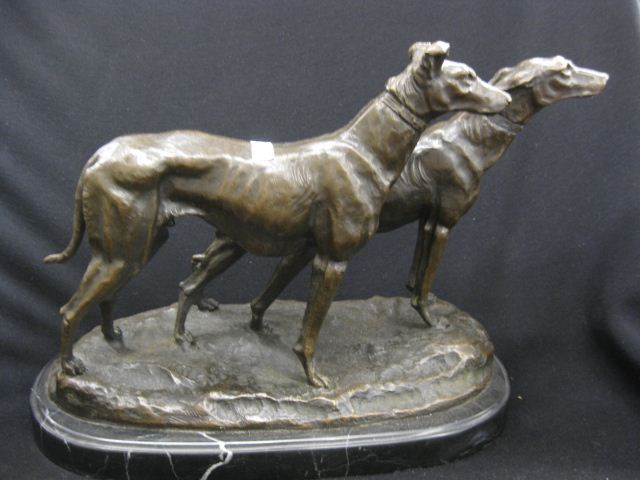 Bronze Statue of Two Whippets after