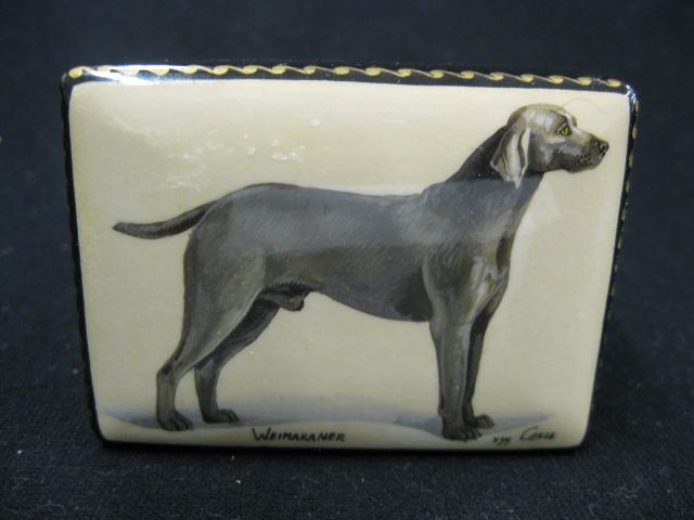 Russian Lacquerware Box of a Weimaraner 14ac47