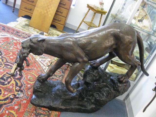 Lifesize Bronze Statue of Panther and