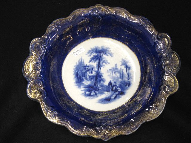 Flow Blue Ironstone Serving Bowl landscape