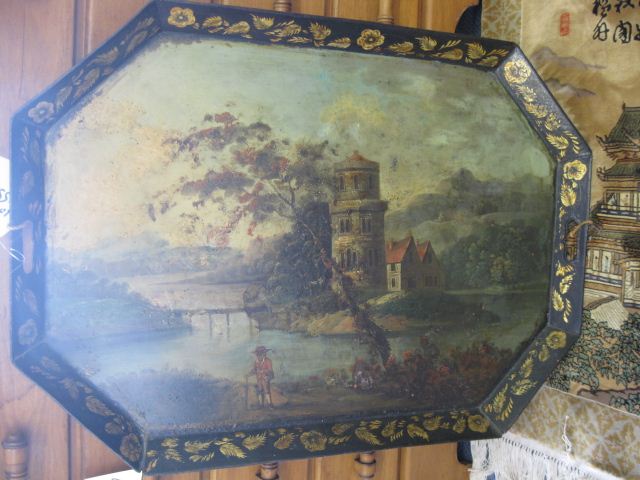 Victorian Tole Decorated Tin Tray 14ac91