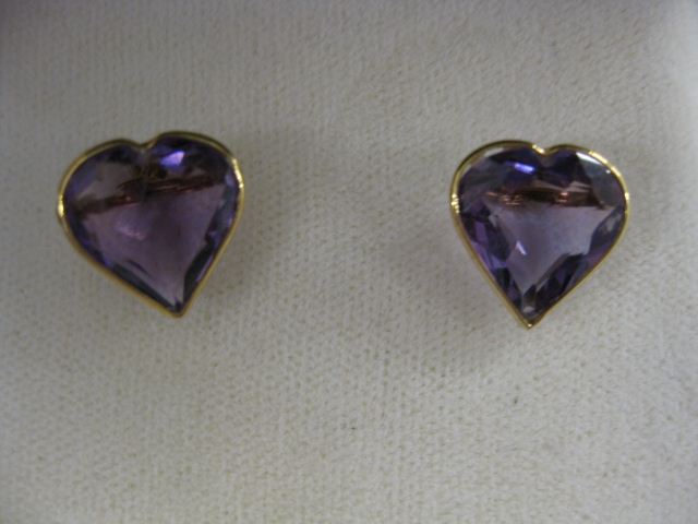Amethyst Earrings heart shape gems 14ac8a