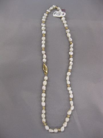 14k Gold Pearl Necklace freshwater 14ac8c