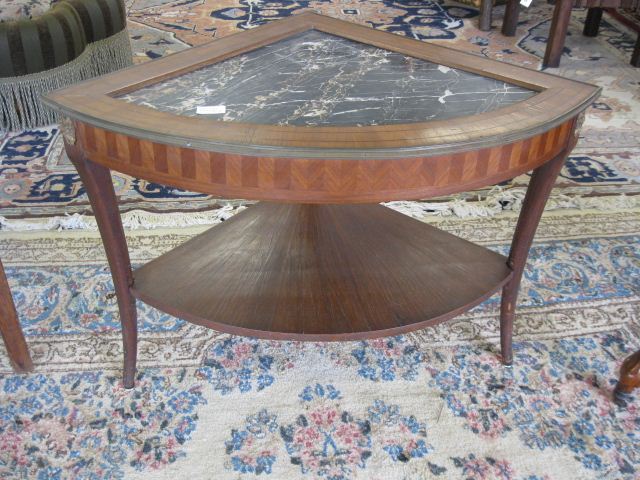 Marble Top Corner Table carved