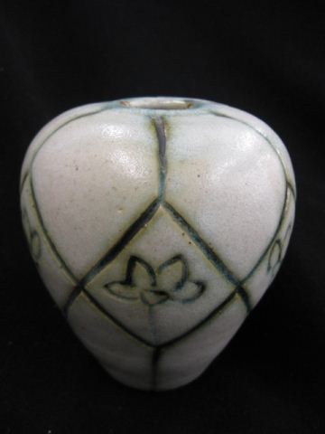 Studio Pottery Vase signed carved