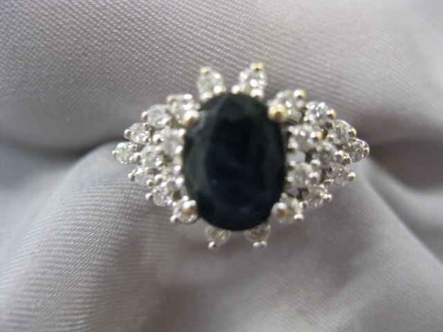 Sapphire & Diamond Ring deep blue oval