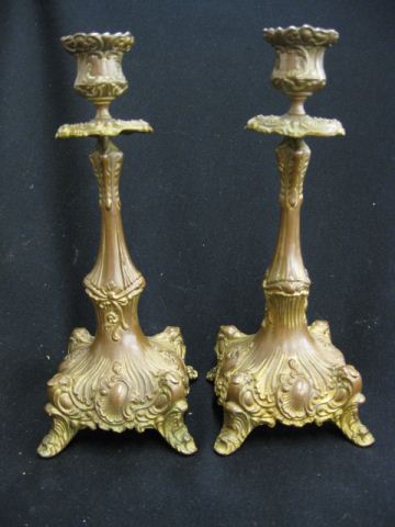 Pair of Victorian Bronzed Candlesticks 14acf1