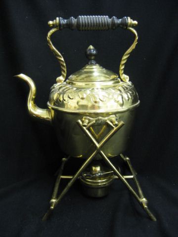 Victorian Brass Kettle on Stand 14ad01