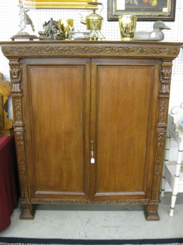 Carved Wooden Cabinet 62 tall 54