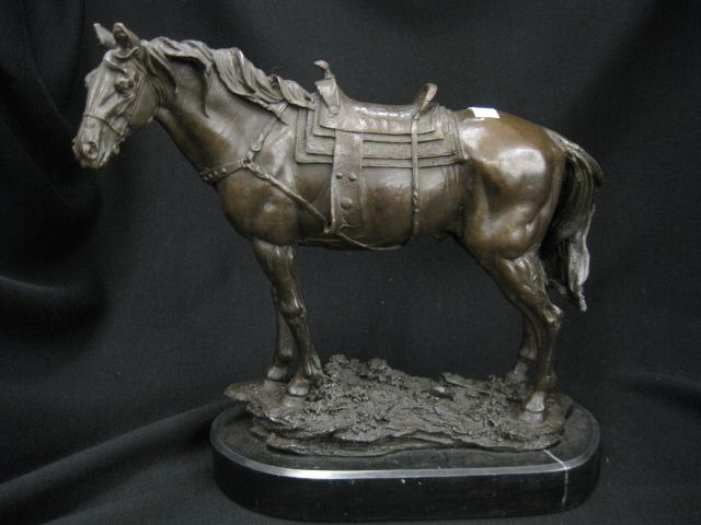 Bronze Statue of a Horse saddled