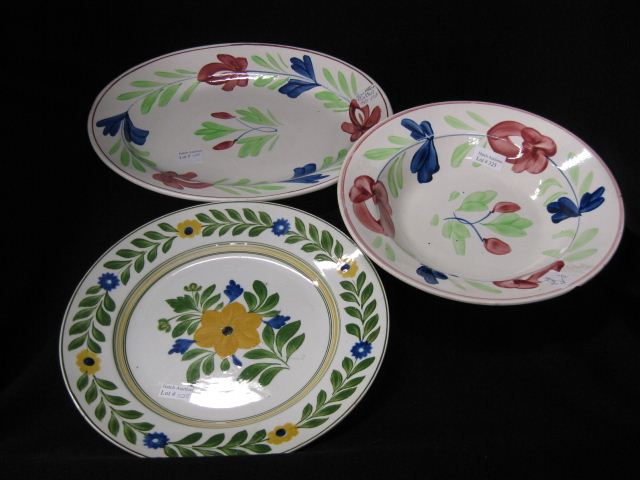 3 pcs. Victorian Ironstone;rose platter